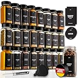 Deco haus® Gewürzgläser eckig luftdicht 24er Set [inkl. Etiketten & Streueinsatz] - Gewürzdosen Set Glas - Gewürzbehälter Spice Jars - Gewürze Aufbewahrung - Gewürz Organizer - Gewürzaufbewahrung