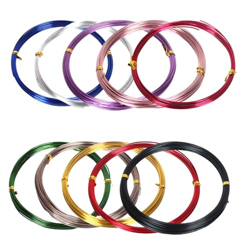 WSYCWG 10 Rolls Aluminum Craft Wire Multi-Colored Flexible Metal Wire Diameter 1Mm Suitable for Model Making and Craft Making