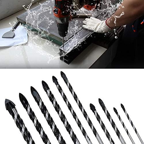 10 PCS Tile Drill Bits Set, (3mm 4mm 5mm 6 6mm 8 8mm 10 10mm 12mm) Masonry Drill Bits Set for Porcelain Ceramic Tile, Concrete, Plastic and Wood