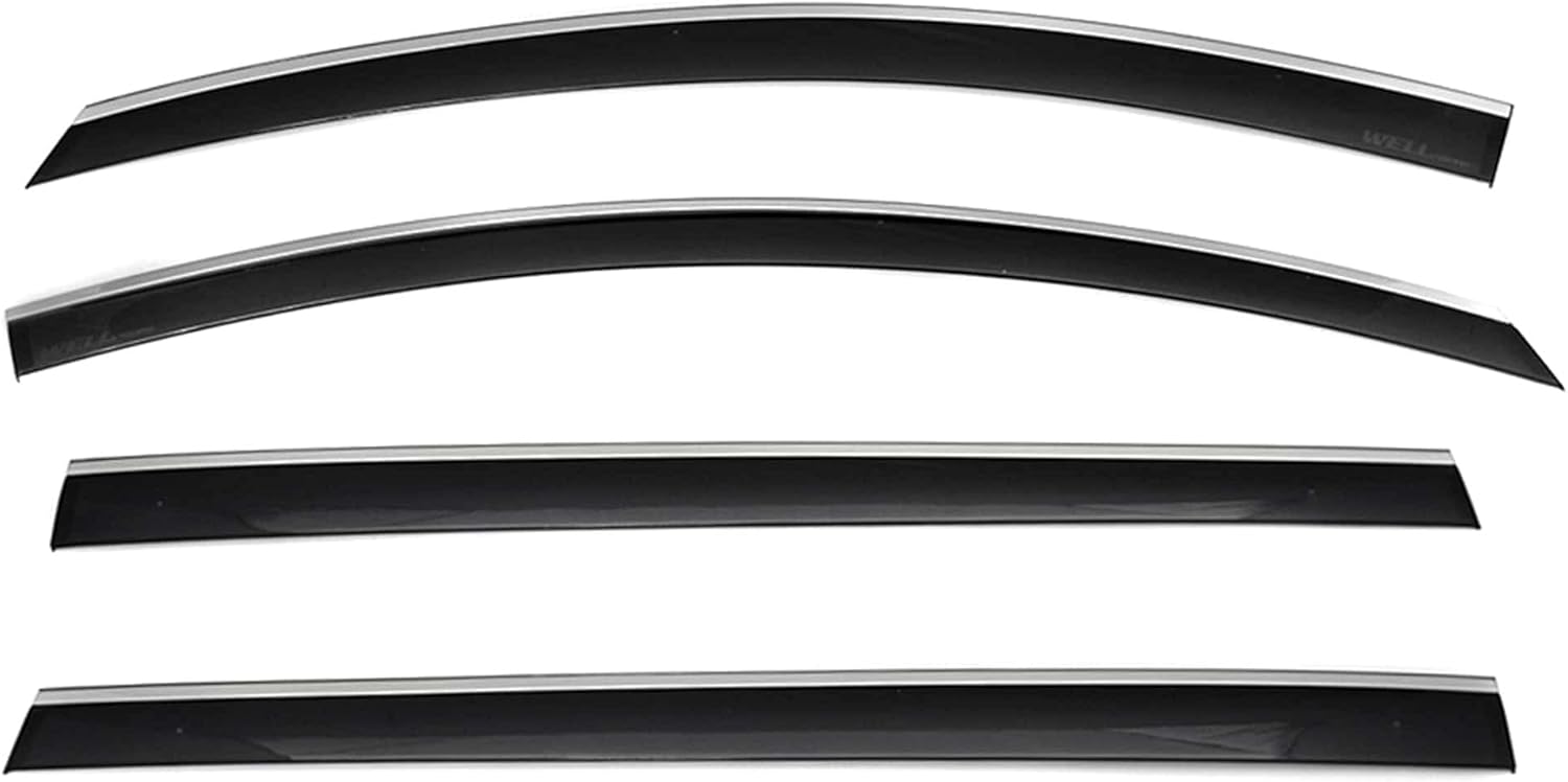 WellVisors Window Visors Wind Deflectors Compatible with Toyota Sienna 2021-2026 Chrome Trim Rain Guards 3-847TY064