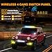 Wireless 4 Gang Switch Panel, Muto-Beam Multifunction Remote Control Switch Panel Auxiliary Universal Circuit Control Box with 4 Modes Strobe Memory Relay System for Truck SXS UTV ATV Car RV Boat