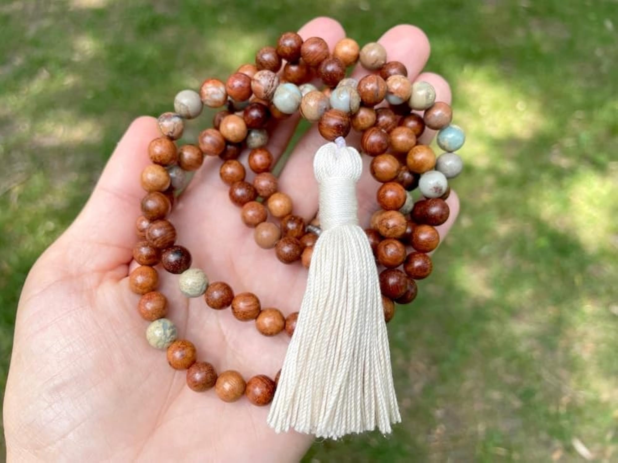 Natural Emperor Jasper & Sea Sediment Jasper 6MM Beaded Mala Necklace