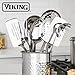 Viking Kitchen Utensils Set, 8 Piece Stainless Steel Cooking Utensil Set, Includes Spatulas, Spoons, Pasta Fork, Deep Ladle, Meat Fork, and Skimmer, Silver