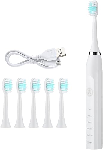 Cepillo de dientes eléctrico Sonic para adultos, cerdas suaves, 4 modos, blanqueamiento por vibración, limpieza profunda, herramienta de masaje con