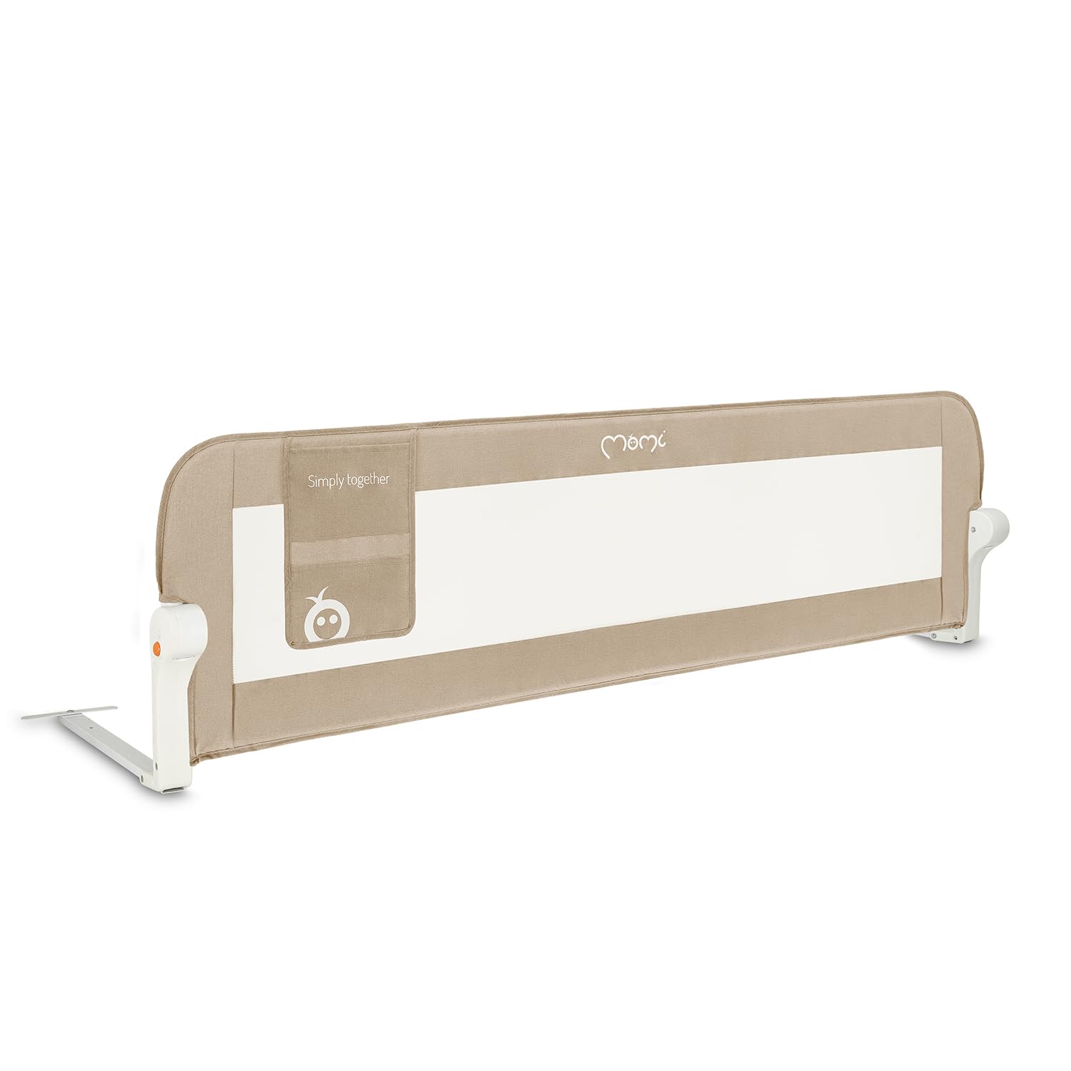 MoMi LEXI PLUS, Rausfallschutz für Kinderbett für Babys und Kinder ab 18. Monat bis zu 5 Jahren, Bettschutzgitter 150x43x36 cm für Matratze mit 22 cm Dicke, ausklappbar 180°, waschbarer Bezug