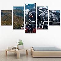 SIGNWIN 5 Panel Canvas Wall Art Modern Art Cars Edgy Industrial Mixed Media Multicolor Transportation for Home Decorations Ready to Hang - 60