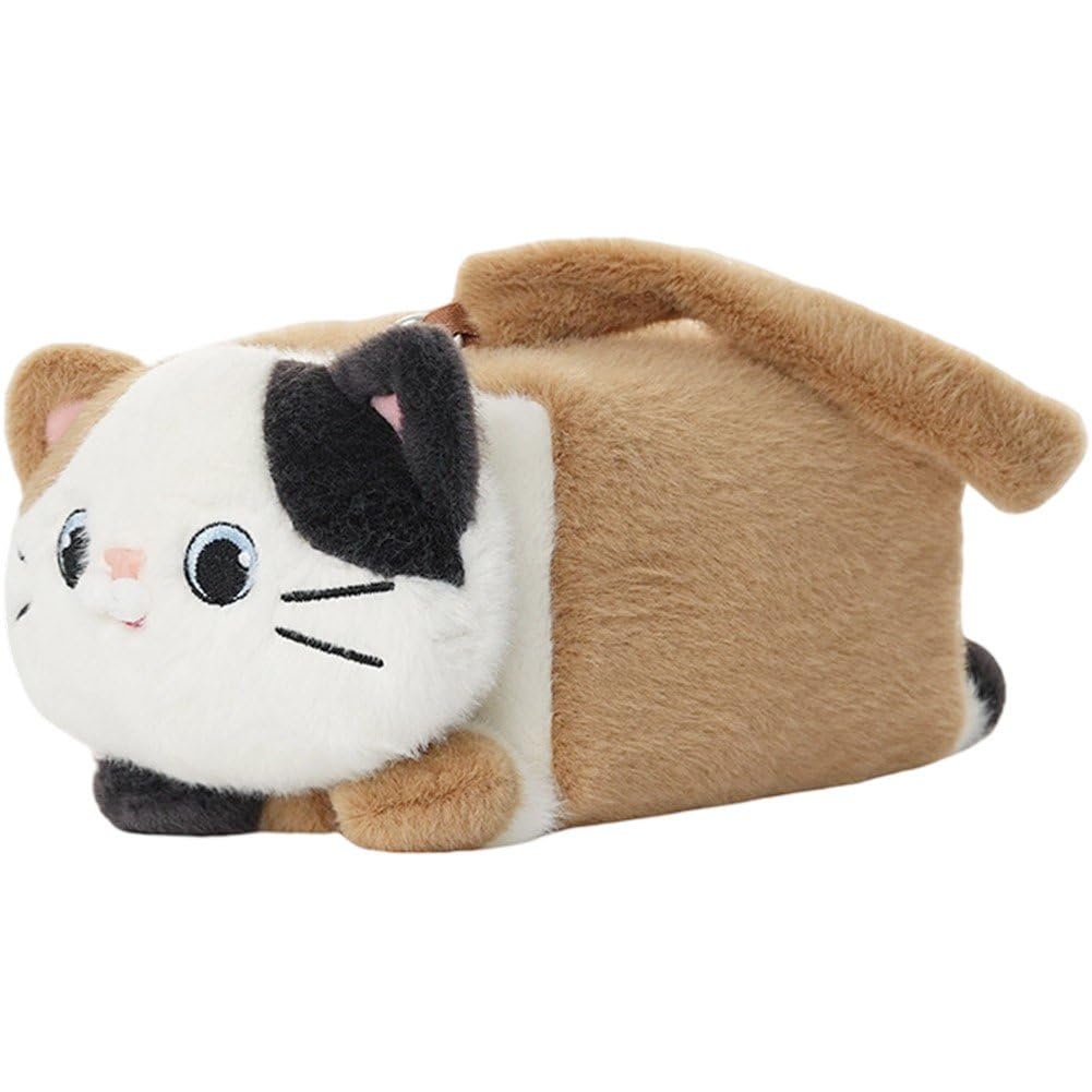 Fituenly Cute Cat Tissue Holder Plush Toys, Cartoon Hanging Napkin Paper Tissue Box Cover with Zipper, Car Auto Interior Accessory for Seat