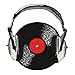 Novelty Iron on - Music Themed Rock n Roll Record With Headphones Black Logo Patch