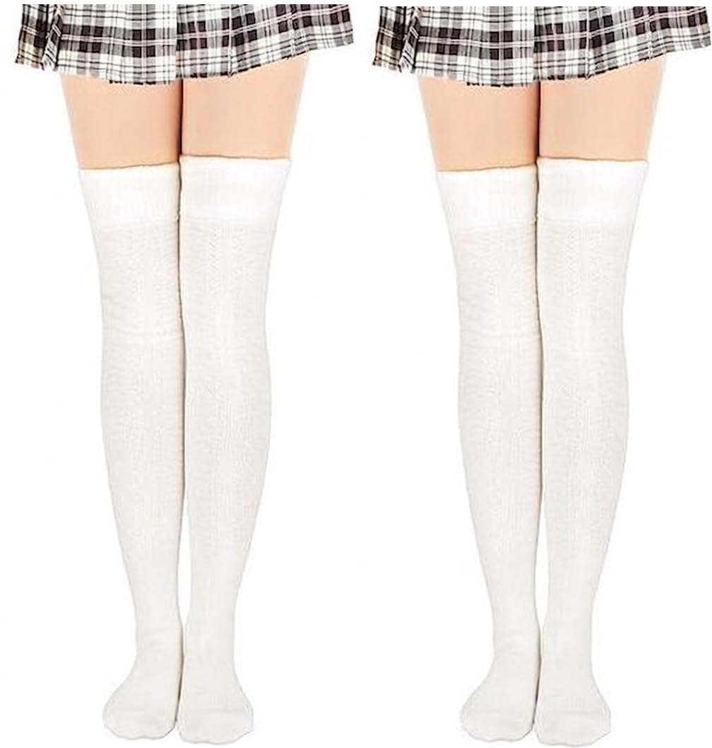 f y v Cotton High Knee Socks for Women Stockings | Thigh High Stretchable Above Knee Girls Long Socks for School Casual Wear-picture-16