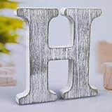 WOODOUNAI 8 Inch Wood Letters Unfinished Rustic Wood Letters for Wall Decor Decorative Standing Letters Slices Sign Board Decoration for Craft Home Party Projects (H)