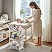 BBLIKE 3-Tier Diaper Caddy Organizer - Rolling Utility Baby Cart with Drawer and Side Pockets for Nursery and Baby Essentials, Multi-Function Cart for Bedroom and Bathroom, White