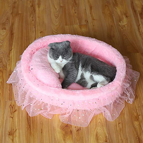 MHBY Haustier Bett, Katzenbett Sofa Spitze Prinzessin Bett Haustier Katze Matte Bett Nest Nest Matte Haustier Matte Hundehaus Haustier Schlafzubehör Katzenbett und Matte Cover