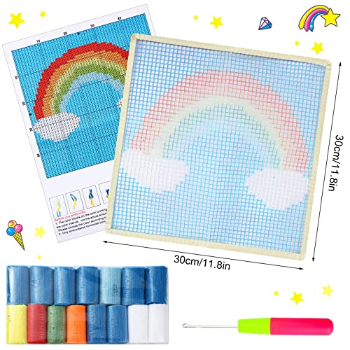 Amylove 2 Pack Unicorn Latch Hook Kits For Kids Rainbow Unicorn Craft Rug Sewing Set With Colorful Yarn Bundles Color-Coded Canvas Diy Bedroom Home Decoration Gift For Girls Beginners #TOP1