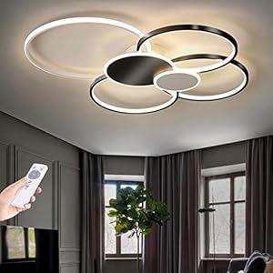 LED Ceiling Light Dimmable Modern Ceiling Light Living Room Ceiling Light with Remote Control Acrylic Lampshade Adjustable Light Colour / Brightness Bedroom Lamp Restaurant Lighting Black Diameter 100 cm / 93 W