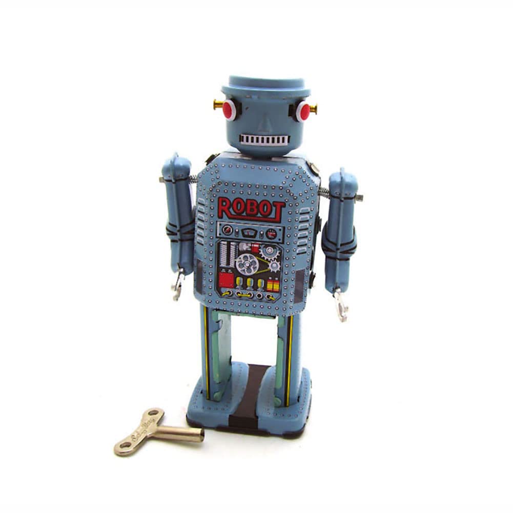 FLADO Wind Up Toy MS416 Big Eye Robot Iron Robot Retro Tin