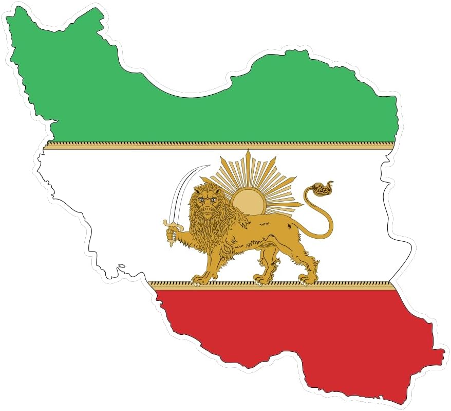Lion and Sun Iran Map Sticker - 6-Inch Premium Vinyl Decal - Persian Symbol of Freedom for Cars, Laptops, & Tumblers - Weatherproof & UV Resistant - Easy-Peel Support Iran Movement Sticker