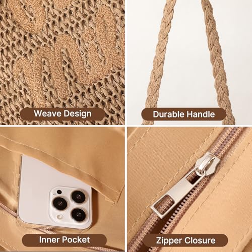 Bolso de playa grande para mujer tejido de paja miniatura 6