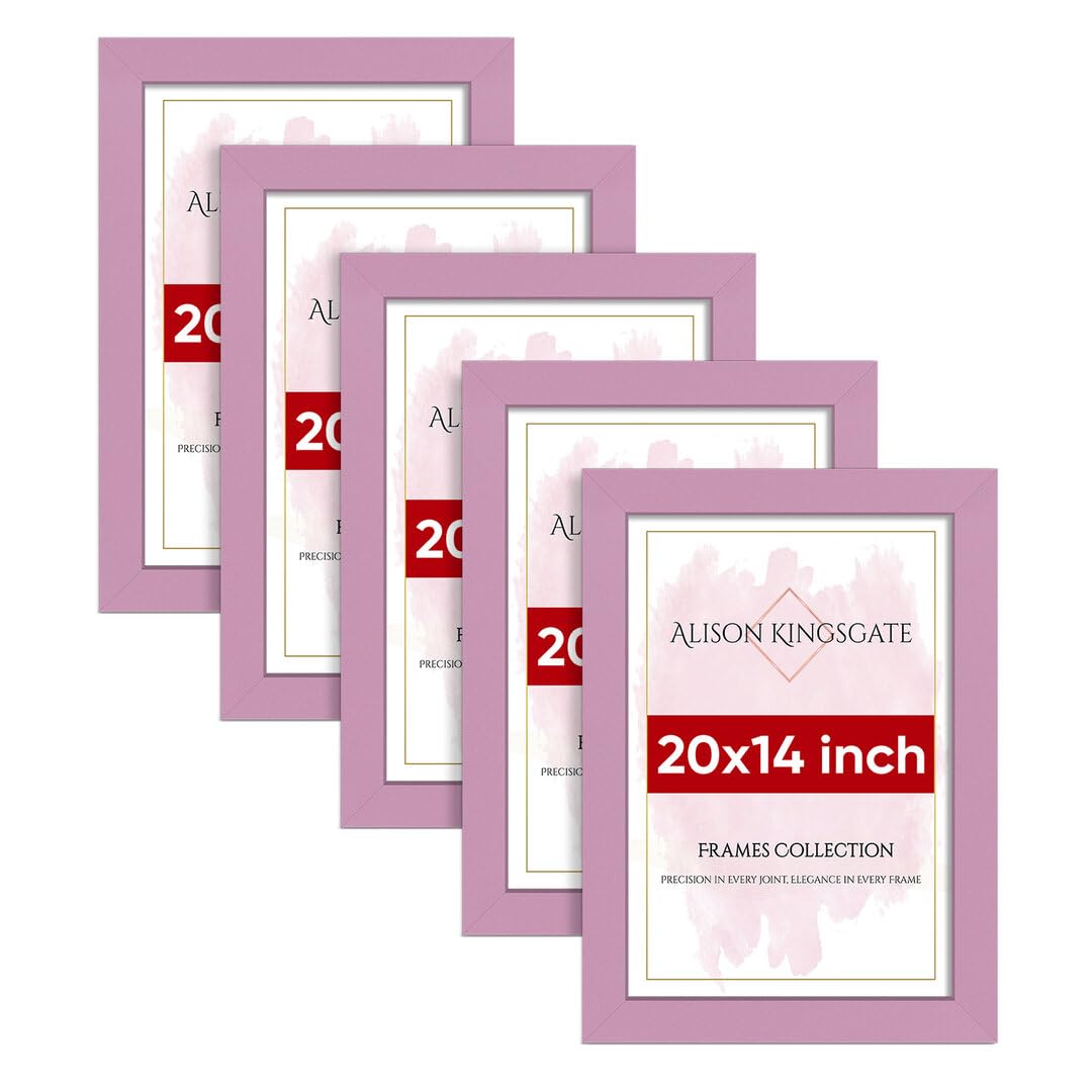 Alison Kingsgate Modern 20X14 PINK Photo Frame Pack of 5-Engineered Wood Picture Frames with Shatterproof Perspex - Ideal for Artwork-Wall Mount or Tabletop - Multiple Sizes & Colours Available — image 1