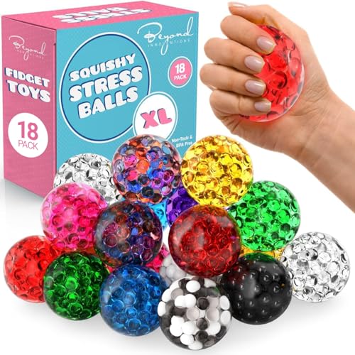 Stress Balls for Adults - 18 Pack | Fidget Toys | XL Stress Ball, Back to School Supplies, Squishy...
