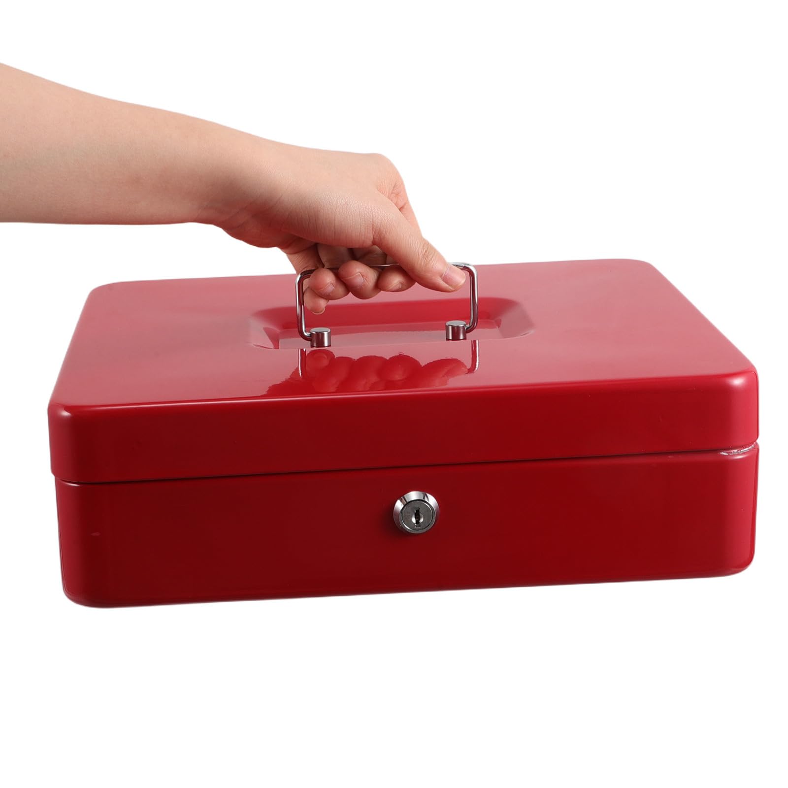 Caja de Seguridad con Llave para Monedas y Billetes, Rojo Aleación