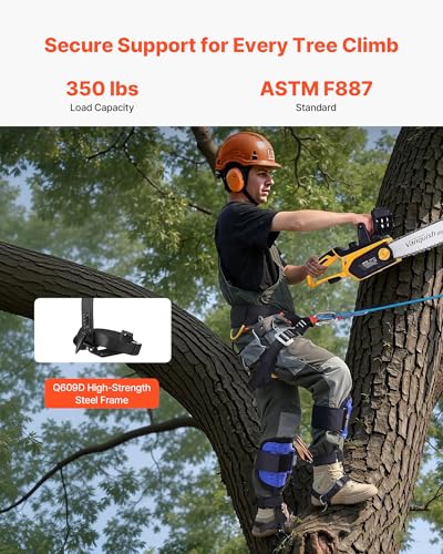Image of VEVOR Tree Climbing Spikes, 1 Pair Height-Adjustable Climbing Spurs, 350lbs Load Capacity Tree Climbing Gear with Straps, Arborist Equipment for Climbers, Hunting, Fruit Picking