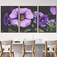 3 Piece Framed Canvas Wall Art Purple Blossom and Colorful Bouquet Canvas Prints Home Artwork Decoration for Living Room,Bedroom - 16