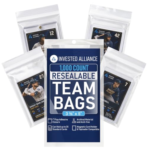 Invested Alliance Resealable Set Team Bags for Trading Cards | Ultra TCG Baseball Sports Card Team Bags Sleeves. Fits Top loaders Magnetic & Semi Rigid Holders. High Clarity Sleeves.