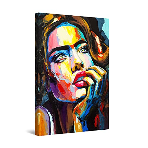 Startonight Cuadro Moderno en Lienzo - Contemplación de Mujer de Colores - Pintura Abstracta para Salon Decoración Grande 80 x 120 cm Cover