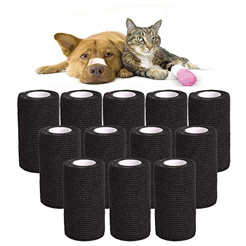Lesgos - Nastro Adesivo in Tessuto Non Tessuto, Traspirante, Autoadesivo, 12 Pezzi, per Cani, Gatti, Cavalli, Uccelli, Animali