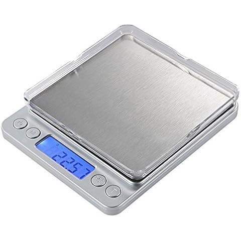 VANTSKITT Precision Electronic Scales 3000g x 0.1g Stainless Steel Kitchen Mini Pocket Jewelry Coffee Scale -Sliver Cover
