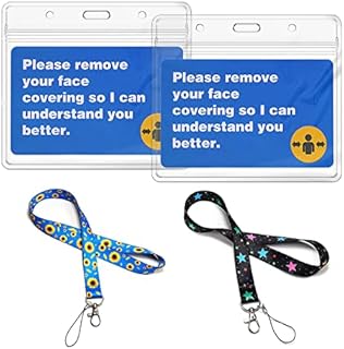 Besabra 2PCS Exemption Lanyards Comes with Cards & Card Holders Exempt Badges from Wearing Face Covering Mask Suitable for Outdoor Traveling and Shopping Mask Exemption Card and Black+Blue Lanyards