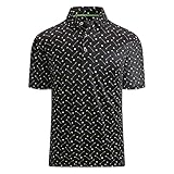 Esabel.C Golf Shirts for Men Dry Fit Performance Short Sleeve Print Moisture Wicking Collared Shirt,