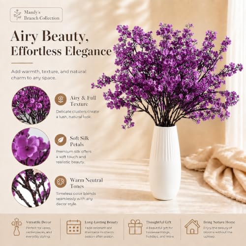 Image of Mandy's 6 Bundles Artificial Lavender Baby's Breath Flowers