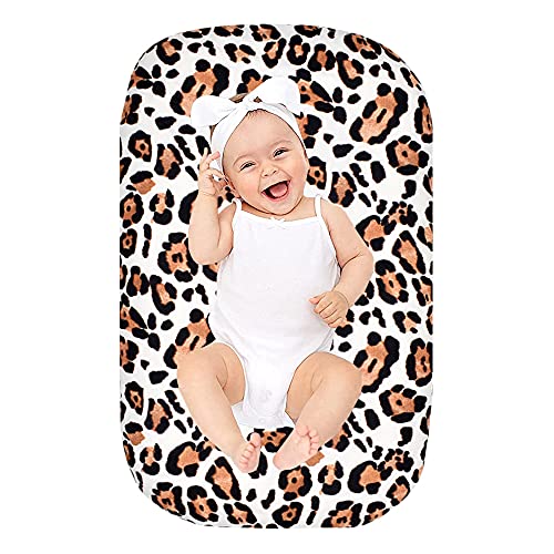 Image of Baby Nest Cover Newborn Baby Lounger Sheets, Floral Slipcover Case Cover for Co Sleeping Snuggle Bed Infant Floor Seat Sleep Pod Cot Bed Cushion Mattress Protect Replacement Cover (Leopard)