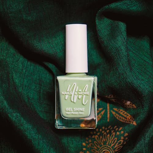 Image of Nails & More Pale Green Nail Polish, Argan Oil-Infused Gel Shine, Soft Green Nails, Pastel Nail Color | 10ml