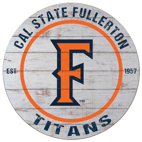 KH Sports Fan Cal State Fullerton Titans Weathered Circle Sign, 20x20 Inches, Titans Decor for Dorm Room, Fan Cave, Living Room; Display Your Team Spirit with This Cal State Fullerton Titans Wall Art