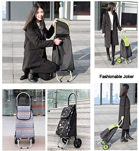 Faltbarer Einkaufstrolley auf Rädern, leichter Einkaufswagen mit Isoliertasche, 30 l großes Fassungsvermögen (A) – Bild 8