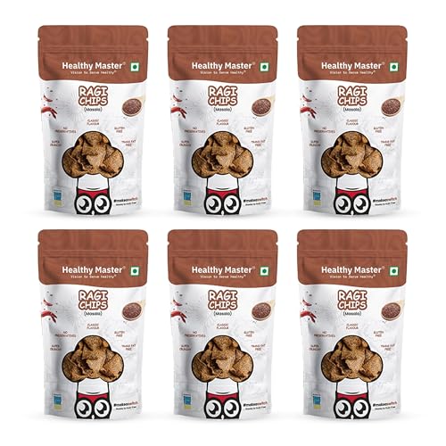 Image of Healthy Master Ragi Chips Combo 600g (100g Each) Pack of 6 | Light & Crispy | High Protein Chips | Gluten-Free | No Maida, No Palm Oil | Low-Calorie | Healthy Snacks for Adults & Kids