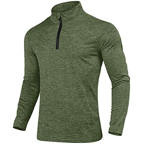 KEFITEVD Fleece Shirt Herren Skipulli Langarm 1/4 Zip Winter Fleece Pullover Outdoor Oberteil Running Training Shirt Sport Männer Warm Langarmshirt Dunkeloliv L Cover