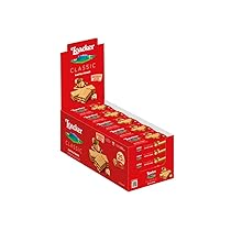 Loacker, Classic Napolitaner Display, Wafer Classico con 3 Strati di Cialde Farcite con Crema alla Nocciola, Merenda e Snack, 25 Confezioni da 45g l’una