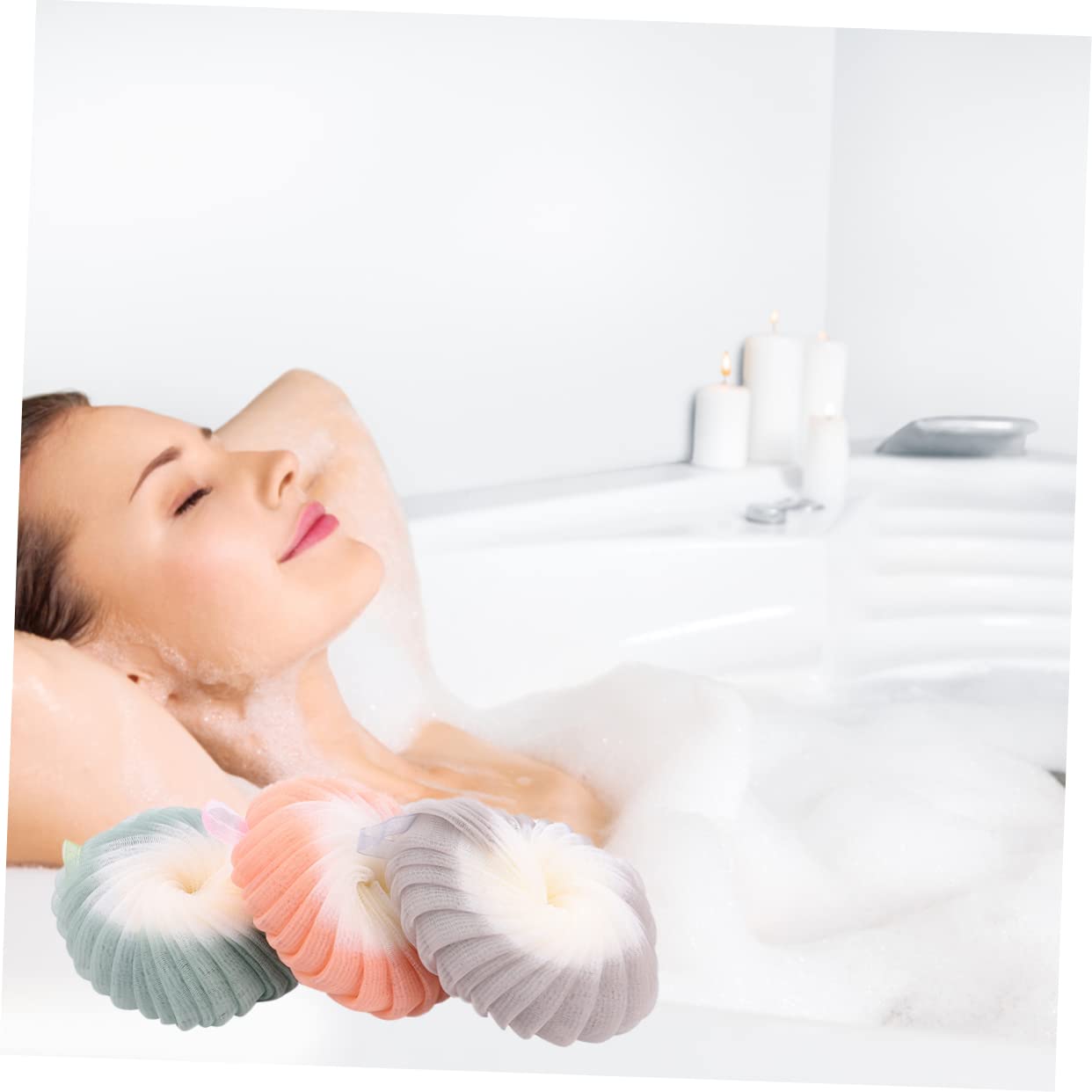 Beavorty 2sets Badeschwamm und Luffa-pouf-set Mesh Stilvolle und Funktionale für 3 Stücke * 2