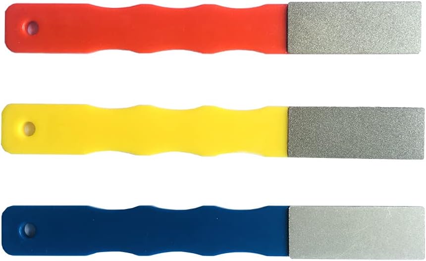 Diamond Color Coded Mini Diamond Hone Kit 3Grits #220,400,600 Flat Hand File Knife Sharpener Red/Yellow/Blue - 3pcs