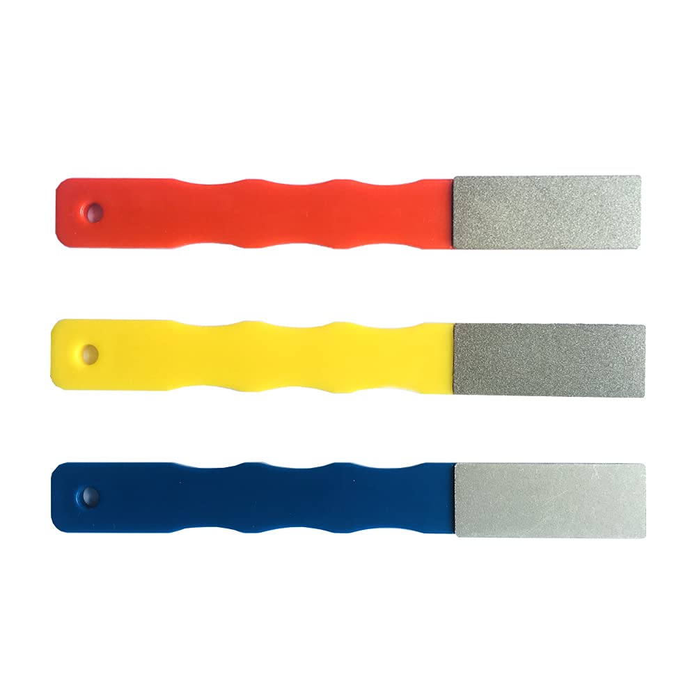 Diamond Color Coded Mini Diamond Hone Kit 3Grits 220 400 600 Flat Hand File Knife Sharpener Red Yellow