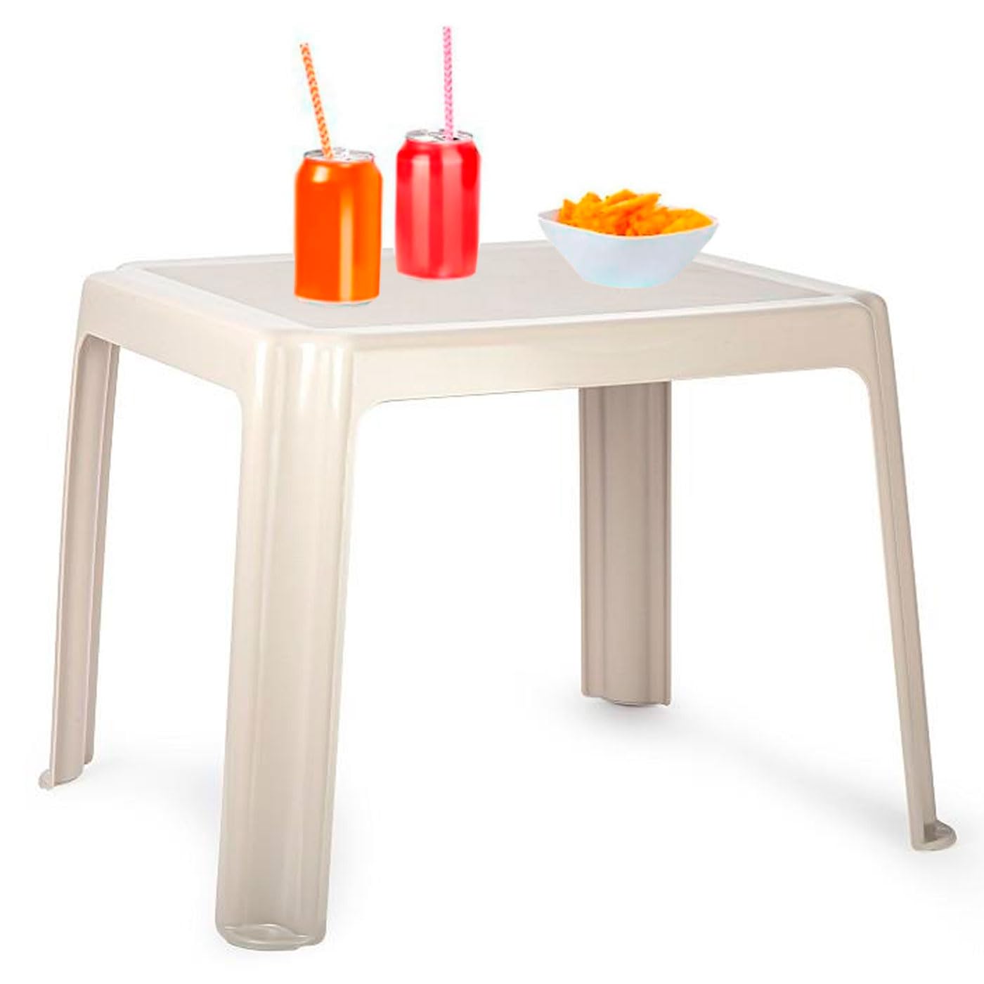 Acan Tradineur Tipi Ensemble de table et chaise pour enfant en plastique, structure solide, pour enfants, intérieur et extérieur, salon, jardin, fabriqué en Espagne (Taupe)
