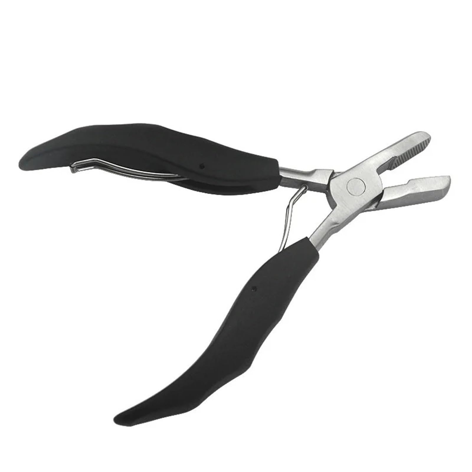 Mzsklw Black Hair Extension Pliers 1Pc Flat Shape Plier With Small Grooves Pre-Bonded Hair Extension Clamp