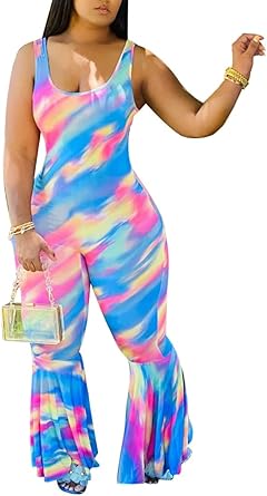 Tie dye bell bottom jumpsuit Clearance