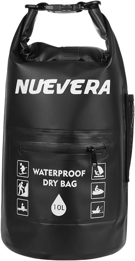 Waterproof Dry Bag Backpack 10L/20L Roll Top Sack Keeps Gear Dry for Kayaking, Rafting, Boating, Swimming, Camping, Hiking, Beach, Fishing (Black, 10L)