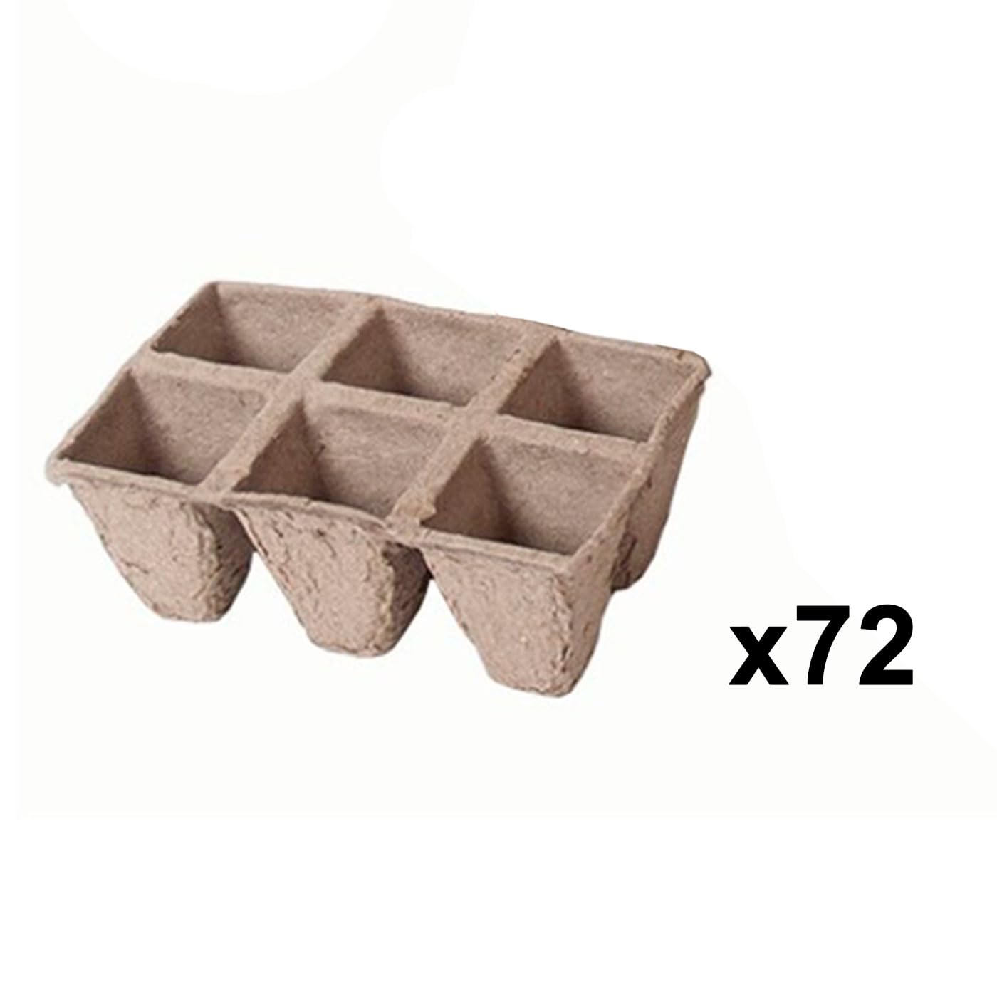 Acan Tradineur - Pack de 72 bandejas de semilleros biodegradables para 6 Plantas, germinación, Papel, Crecimiento, propagación, Cultivos - 12 x 8 x 5,2 cm