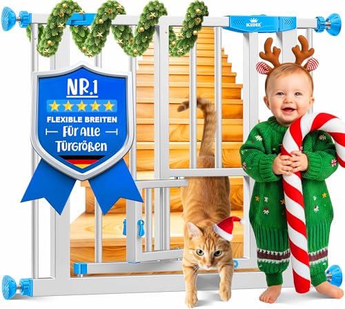 KIDIZ Absperrgitter zum Klemmen mit Katzenklappe, Türschutzgitter,...