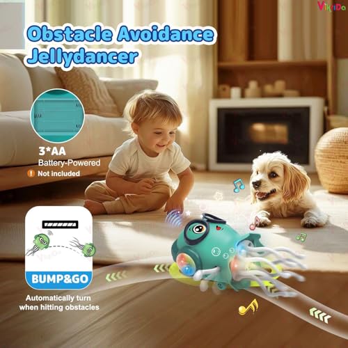 Image of Vikrida Magic Dancing Jellydancer Baby Toy - Crawling Musical Tummy Time Toy for Kids | Interactive Sensory & Fidget Toy with Music & Lights | Fun Birthday Gift for Boys & Girls 3-8 Years
